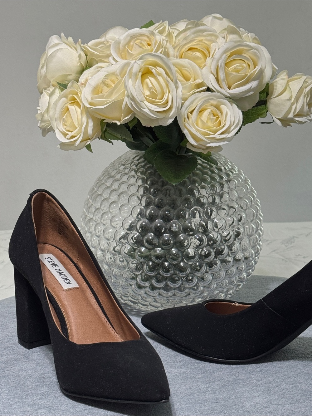 Steve Madden Black Pointed Block Heel Pumps